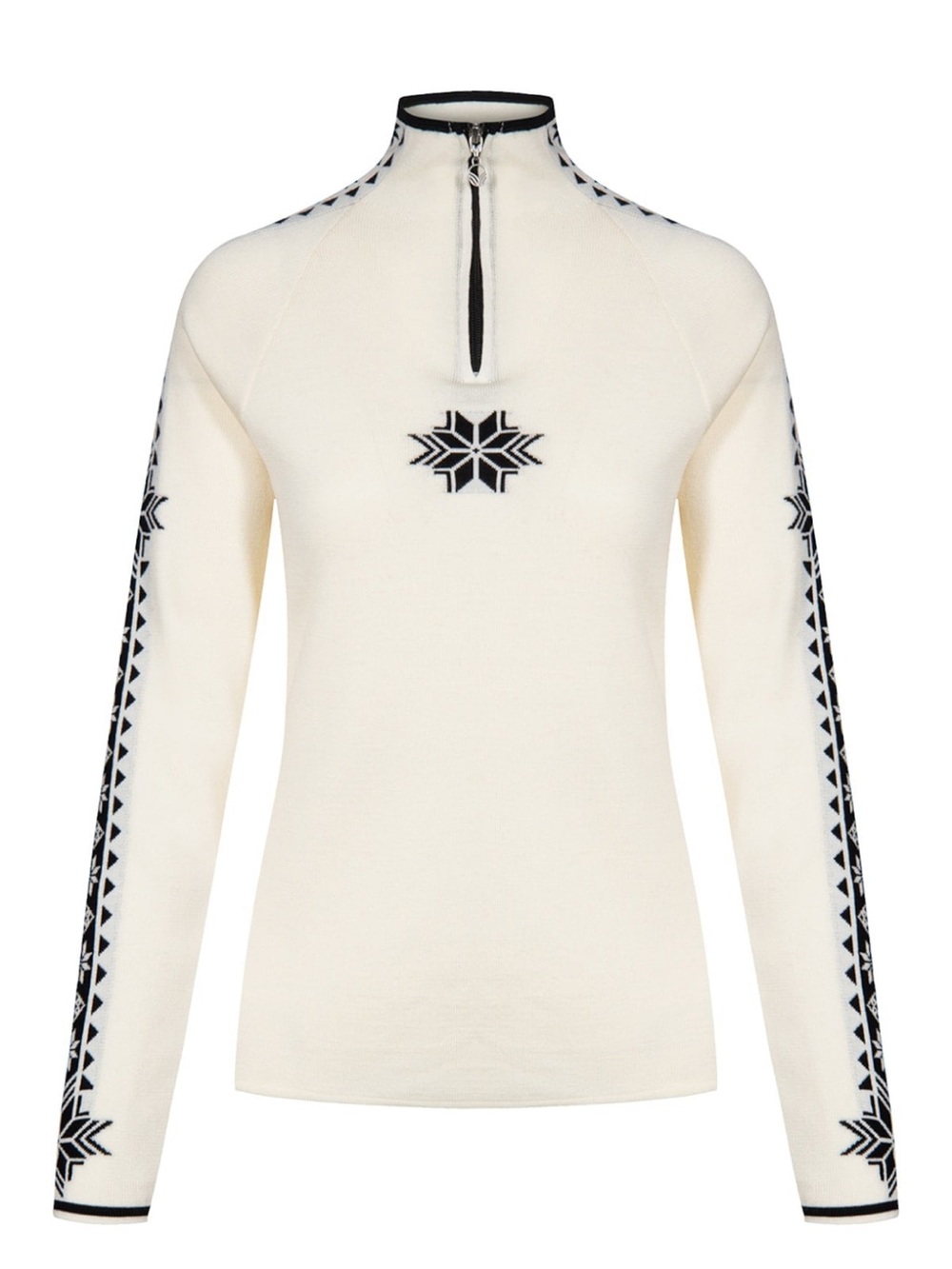 BRAND NEW W/ TAGS Dale of Norway Cream Half-Zip Sweater with Black Nordic Motif